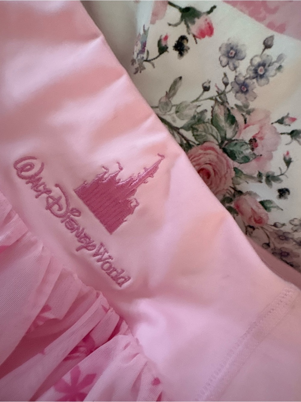 Disney Light Pink Tiered Tulle Skirt with Castle Logo - Picture 2 of 4